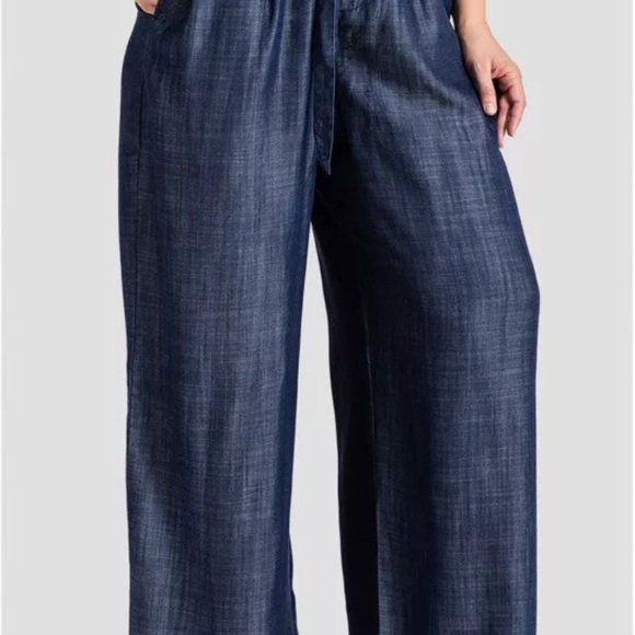 Standards and Practices Tencel Denim Cropped Wide Leg Pants with Belt Blue 22 - Picture 11 of 16